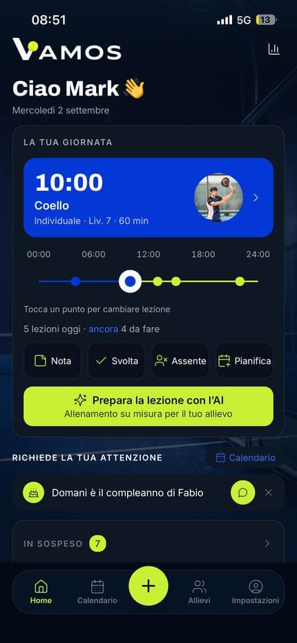 Schermata Home dell'app