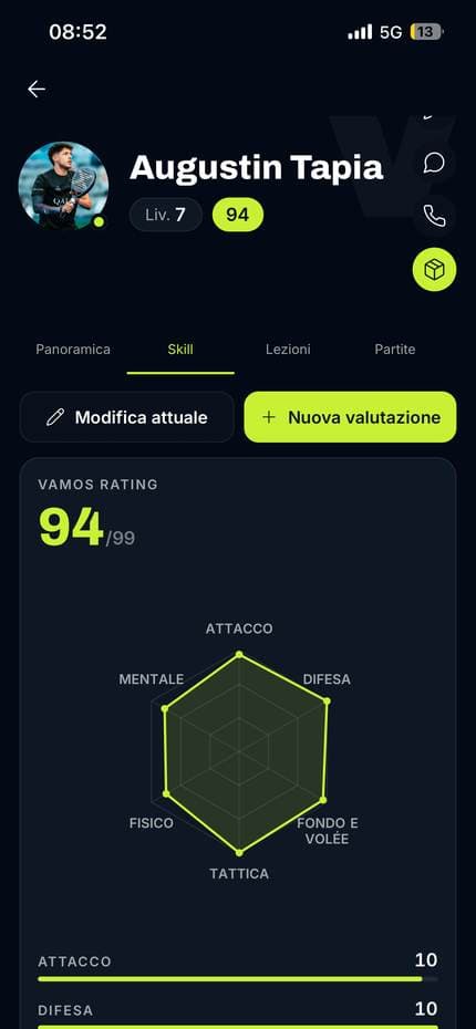 La scheda skill nell'app